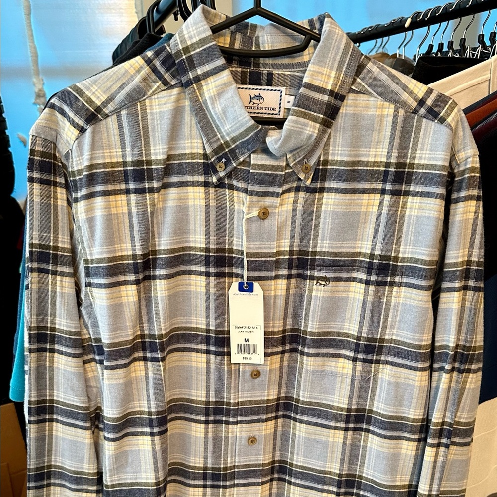 Southern Tide Men’s Long Sleeve Button Down Light Flannel Medium NWT